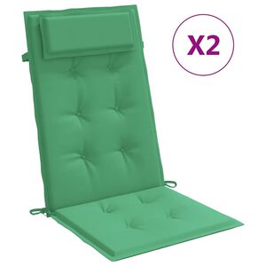 vidaXL Cuscini per Sedia con Schienale Alto 2 pz Verde Tessuto Oxford