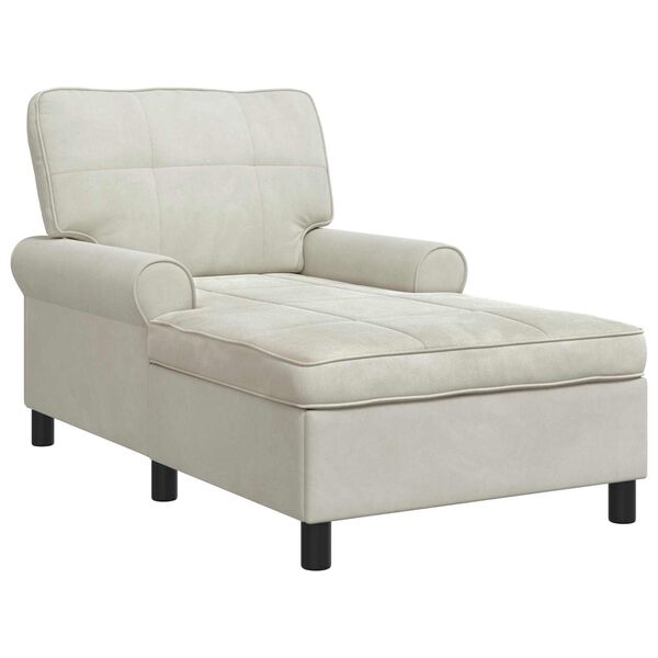 vidaXL Chaise Lounge con cuscino Crema 91 x 157 x 91 cm Velluto
