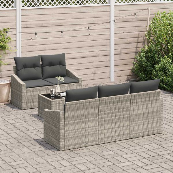 vidaXL Set di divani con cuscino 6 pcs Grigio chiaro polyrattan