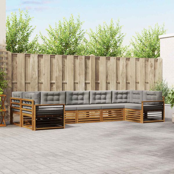 vidaXL Set di divani da esterno 7 pcs Grigio Naturale e Chiaro