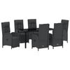 vidaXL Set da Pranzo per Giardino con cuscino 7 pcs Nero polyrattan