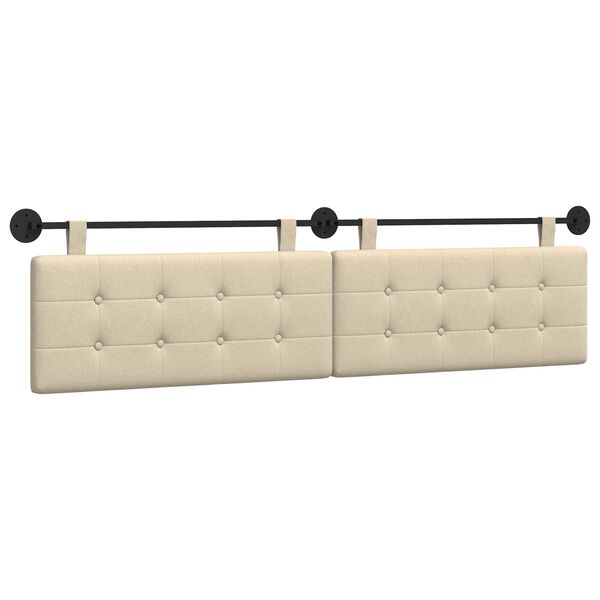 vidaXL Testata appesa Montaggio a parete Crema 210 x 55 x 5 cm Tessuto