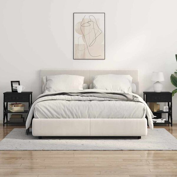 vidaXL Armadio da Notte 2 pcs Rovere Nero 41 x 31 x 51 cm