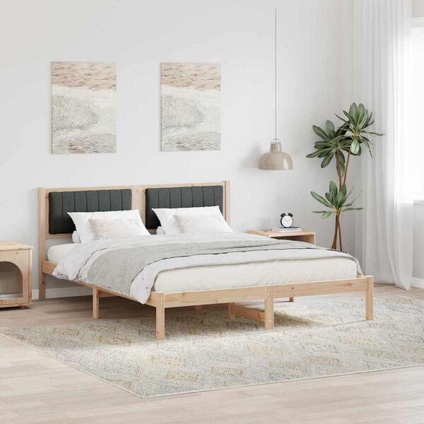 vidaXL Letto con Testiera Rivestita Grigio scuro 160 x 200 cm