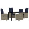 vidaXL Set di tavolo e sedie con cuscino 5 pcs Grigio Rattan in PE