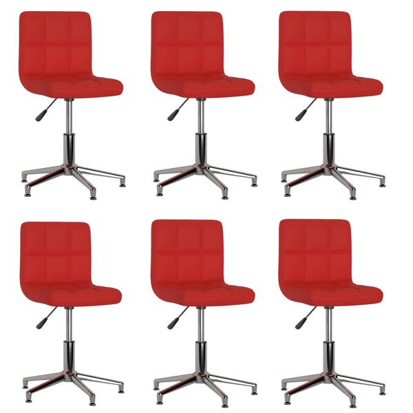 vidaXL Sedie da Pranzo Girevoli 6 pz Rosso Vino in Similpelle