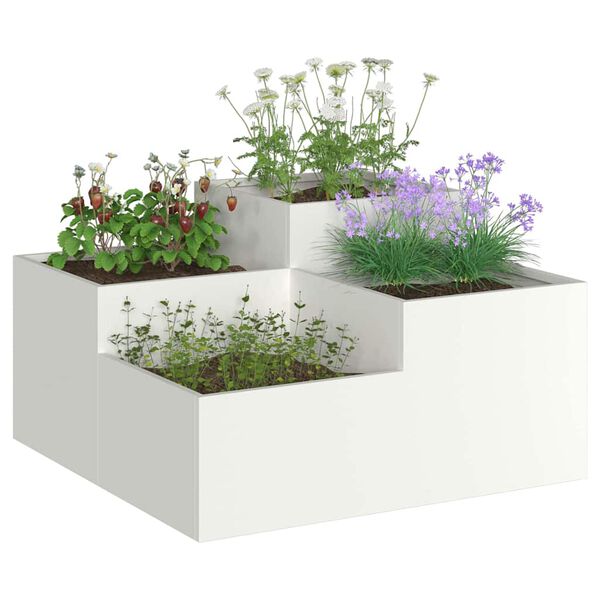 vidaXL Vaso da giardino Bianco 100 x 100 x 48 cm Acciaio