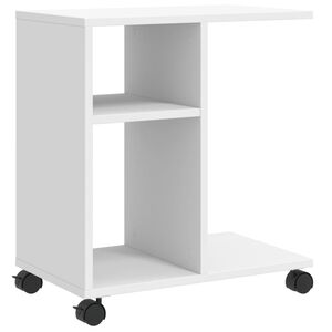 vidaXL Tavolino con Ruote Bianco 50x30x55 cm in Legno Multistrato
