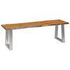 vidaXL Panca 140 cm in Legno Massello d'Acacia e Acciaio Inox