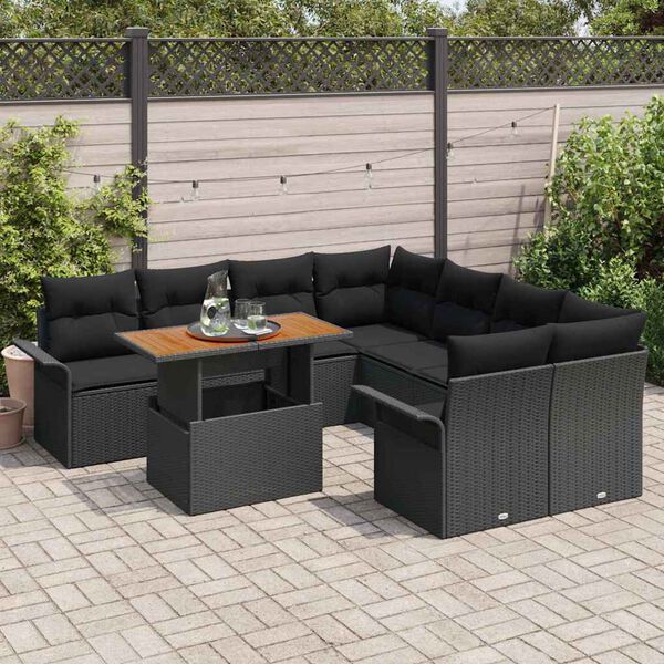 vidaXL Set Divano da Giardino con cuscino Nero