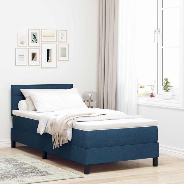 vidaXL Letto a molle con materasso Blu 90 x 190 cm Tessuto