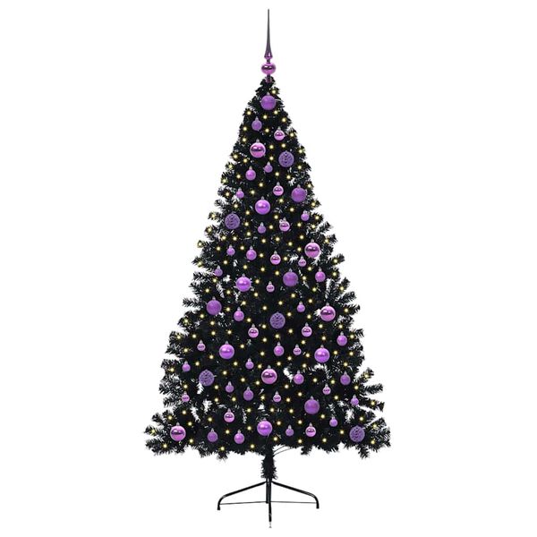 vidaXL Albero di Natale artificiale con luci integrate Nero 180 cm PVC