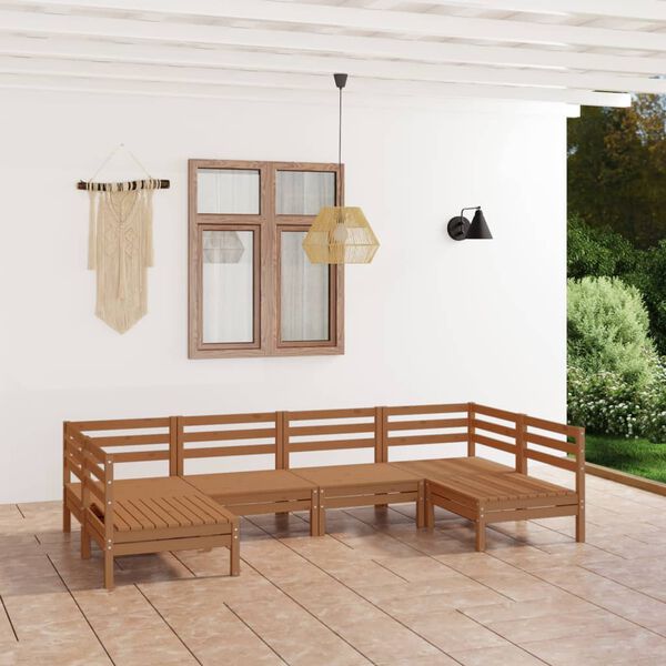 vidaXL Set Salotto da Giardino 6 pz in Legno Massello di Pino ambra