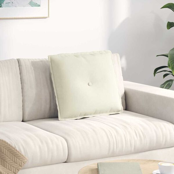 vidaXL Cuscino per Schiena Crema 50 x 45 cm Tessuto in Cords