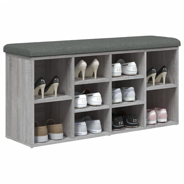 vidaXL Panca Porta Scarpe Grigio Sonoma 102x32x50 cm Legno Multistrato