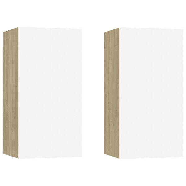 vidaXL Mobili TV 2pz Bianco e Rovere Sonoma 30,5x30x60 cm Multistrato