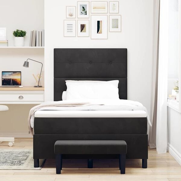 vidaXL Letto a molle con materasso Nero 120 x 190 cm Velluto