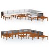 vidaXL Set da giardino 12 pezzi con cuscini crema in legno acacia