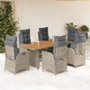 vidaXL Set da Pranzo da Giardino 7 pz con Cuscini in Polyrattan Grigio