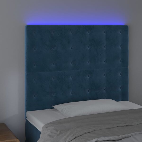 vidaXL Testiera a LED Blu Scuro 90x5x118/128 cm in Velluto