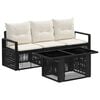 vidaXL Set Divano da Giardino 4 pz Nero e Bianco Crema polyrattan