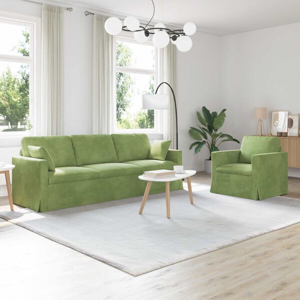 vidaXL Set di divani 2 pcs Verde chiaro 228 x 78 x 80 cm Velluto