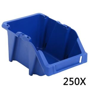 vidaXL Contenitori Portaoggetti Impilabili 250 pz 103x165x76 mm Blu