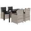 vidaXL Set Pranzo da Giardino 5pz con Cuscini Grigio Chiaro Polyrattan