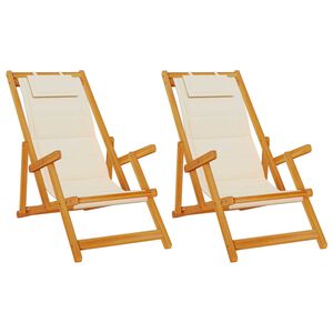 vidaXL Sedia da spiaggia 2 pcs Marrone Legno di Acacia Massello