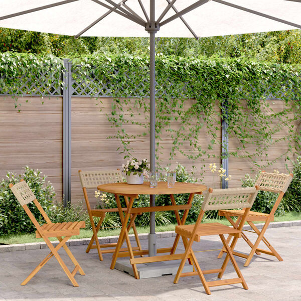 vidaXL Set Pranzo da Giardino 5 pz Beige Polyrattan e Legno Massello
