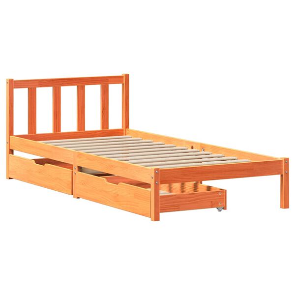 vidaXL Letto senza Materasso Marrone Cera 100x200 cm in Legno di Pino