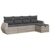 vidaXL Set Divano da Giardino 5pz con Cuscini Grigio Chiaro Polyrattan