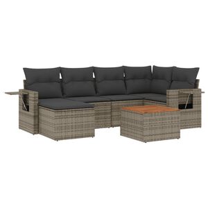 vidaXL Set Divani da Giardino 7 pz con Cuscini Grigio in Polyrattan