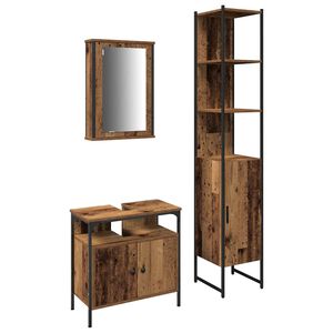 vidaXL Set di mobili per il bagno 3 pz Legno vecchio