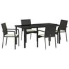 vidaXL Set da Pranzo per Giardino con cuscino 5 pcs Nero polyrattan