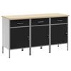 vidaXL Mobile da lavoro 3 pz Nero e Grigio 150 x 55 x 85 cm