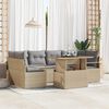 vidaXL Set Divano da Giardino 7 pcs Beige Poly Rattan