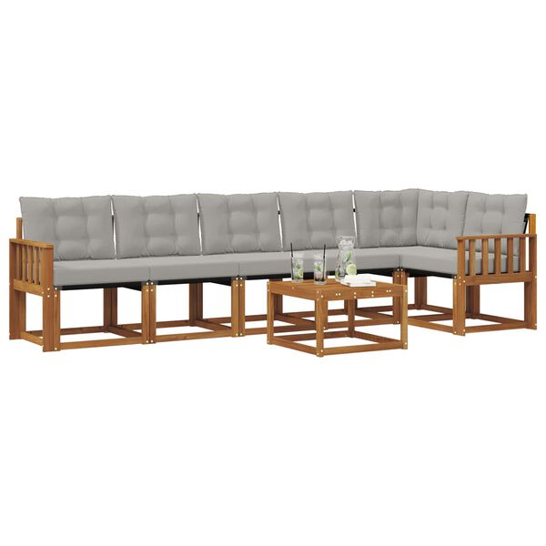 vidaXL Set di divani da esterno 7 pcs Grigio Naturale e Chiaro