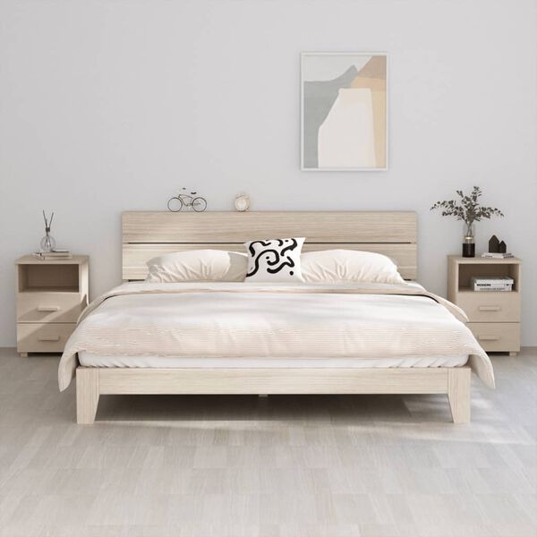 vidaXL Comodini HAMAR 2 pz ambra 40x35x62 cm Legno Massello di Pino