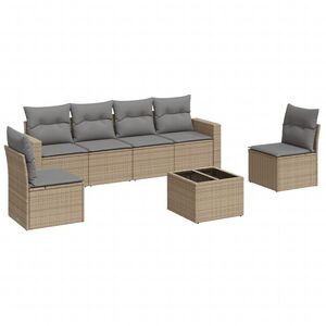 vidaXL Set Divani da Giardino 7 pz con Cuscini Beige in Polyrattan