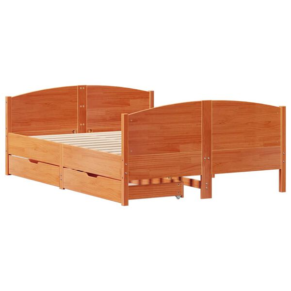 vidaXL Letto senza Materasso Marrone Cera 150x200 cm in Legno di Pino