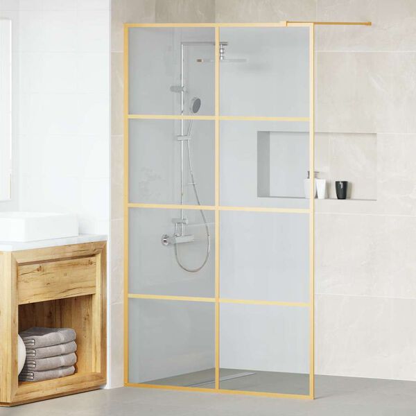 vidaXL Parete Doccia Walk-in Oro 115 x 195 cm vetro temperato