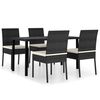 vidaXL Set da Pranzo da Giardino 5 pz in Polyrattan Nero