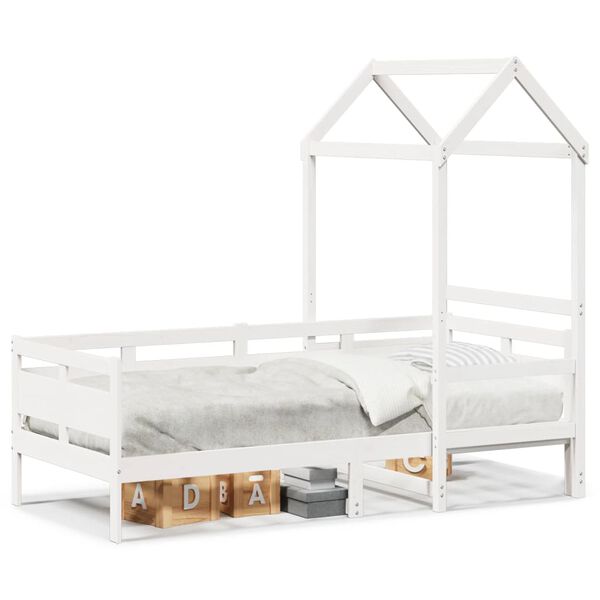 vidaXL Dormeuse con Tetto 80x200 cm Bianco in Legno Massello di Pino