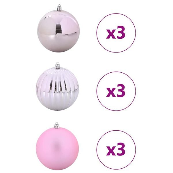 vidaXL Set di Palle di Natale 9 pcs Rosa Plastica