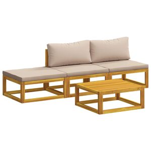 vidaXL Set di divani 4 pz Naturale Legno di Acacia Massello
