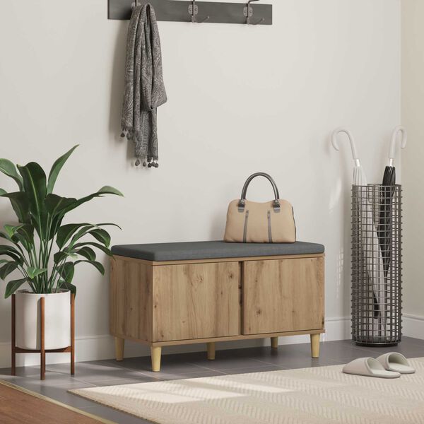 vidaXL Panca per ingresso con porta Rovere artigianale 80 x 38 x 46 cm