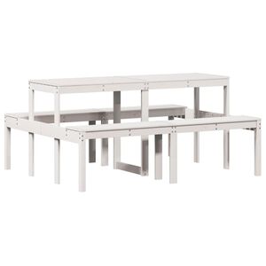 vidaXL Tavolo da Picnic Bianco 160x134x75 cm in Legno Massello di Pino