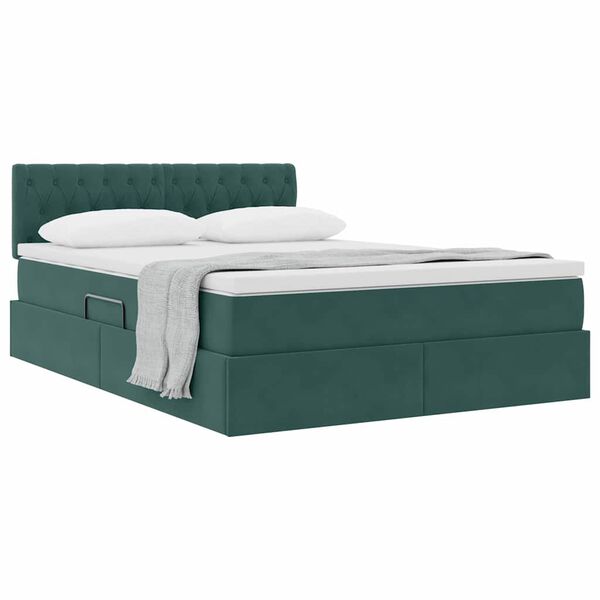 vidaXL Letto con Contenitore Verde Scuro 140 x 190 cm Velluto
