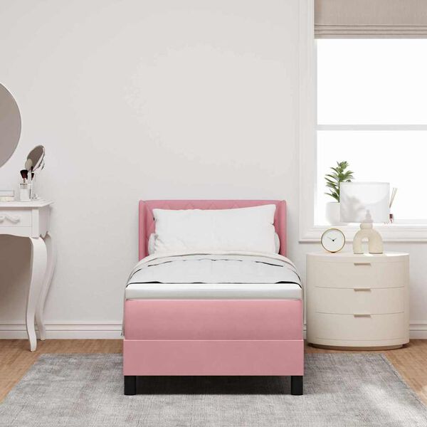vidaXL Letto a molle con materasso Rosa 200 x 80 cm Velluto